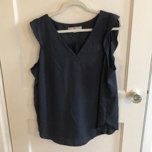 Loft Plus gray shell with flutter sleeves size 16